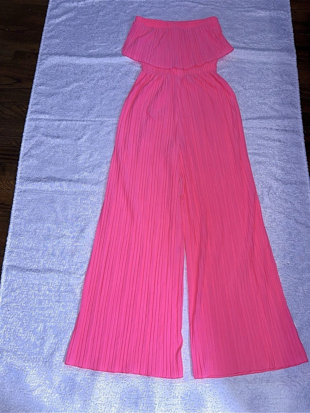 Women’s Pink Strapless Wide-Leg Jumpsuit